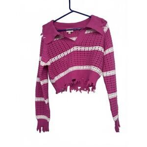 Bibi Collared Crop Sweater NWOT Size Small